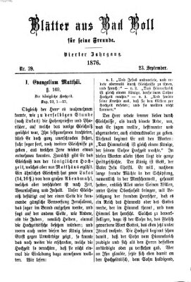 Blätter aus Bad Boll für seine Freunde Samstag 23. September 1876