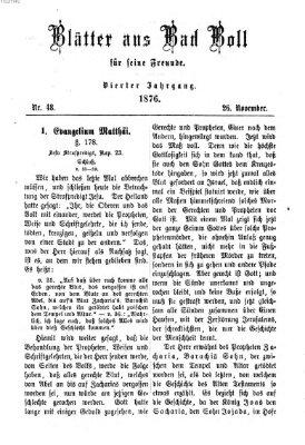 Blätter aus Bad Boll für seine Freunde Sonntag 26. November 1876