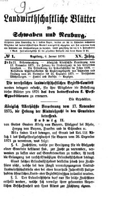 Landwirtschaftliche Blätter für Schwaben und Neuburg Donnerstag 6. Januar 1876