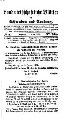 Landwirtschaftliche Blätter für Schwaben und Neuburg Donnerstag 13. Januar 1876