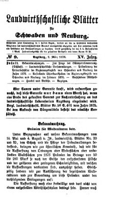 Landwirtschaftliche Blätter für Schwaben und Neuburg Donnerstag 2. März 1876