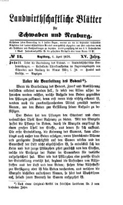 Landwirtschaftliche Blätter für Schwaben und Neuburg Donnerstag 6. April 1876