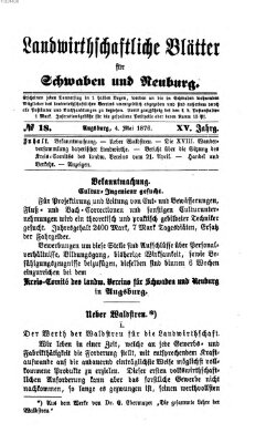 Landwirtschaftliche Blätter für Schwaben und Neuburg Donnerstag 4. Mai 1876