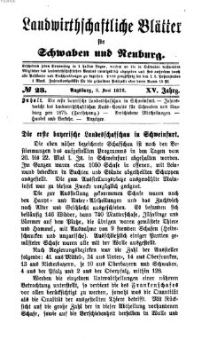 Landwirtschaftliche Blätter für Schwaben und Neuburg Donnerstag 8. Juni 1876