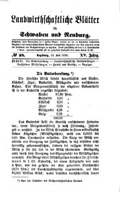 Landwirtschaftliche Blätter für Schwaben und Neuburg Donnerstag 13. Juli 1876