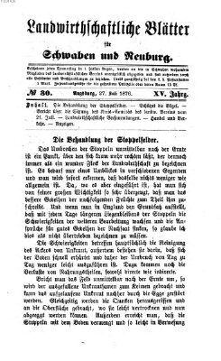 Landwirtschaftliche Blätter für Schwaben und Neuburg Donnerstag 27. Juli 1876