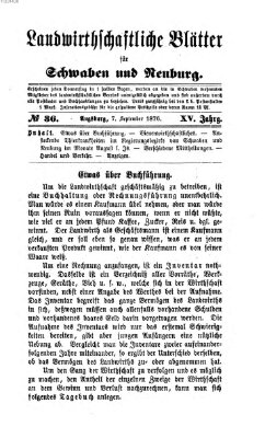 Landwirtschaftliche Blätter für Schwaben und Neuburg Donnerstag 7. September 1876