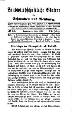 Landwirtschaftliche Blätter für Schwaben und Neuburg Donnerstag 5. Oktober 1876