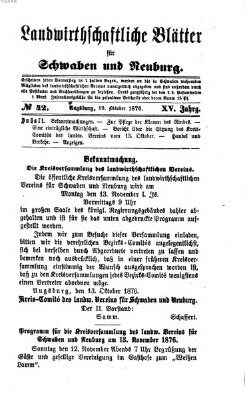 Landwirtschaftliche Blätter für Schwaben und Neuburg Donnerstag 19. Oktober 1876