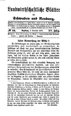 Landwirtschaftliche Blätter für Schwaben und Neuburg Donnerstag 2. November 1876