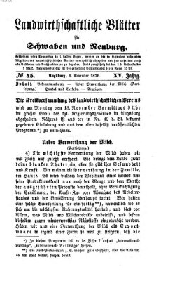 Landwirtschaftliche Blätter für Schwaben und Neuburg Donnerstag 9. November 1876