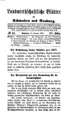 Landwirtschaftliche Blätter für Schwaben und Neuburg Donnerstag 21. Dezember 1876