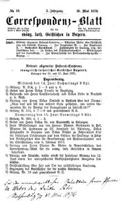 Korrespondenzblatt für die evangelisch-lutherischen Geistlichen in Bayern Dienstag 16. Mai 1876