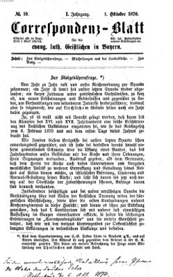 Korrespondenzblatt für die evangelisch-lutherischen Geistlichen in Bayern Sonntag 1. Oktober 1876