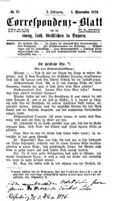 Korrespondenzblatt für die evangelisch-lutherischen Geistlichen in Bayern Mittwoch 1. November 1876