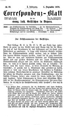 Korrespondenzblatt für die evangelisch-lutherischen Geistlichen in Bayern Freitag 1. Dezember 1876