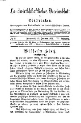 Landwirthschaftliches Vereinsblatt für Oberfranken Donnerstag 13. Januar 1876