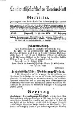 Landwirthschaftliches Vereinsblatt für Oberfranken Donnerstag 19. Oktober 1876