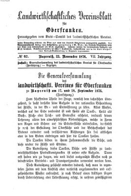 Landwirthschaftliches Vereinsblatt für Oberfranken Donnerstag 23. November 1876