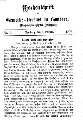 Wochenschrift des Gewerbe-Vereins Bamberg Dienstag 1. Februar 1876