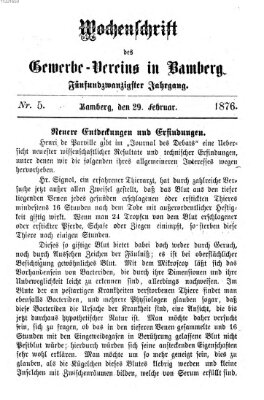 Wochenschrift des Gewerbe-Vereins Bamberg Dienstag 29. Februar 1876