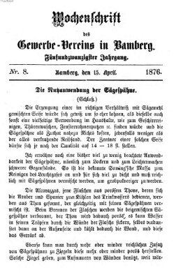 Wochenschrift des Gewerbe-Vereins Bamberg Samstag 15. April 1876