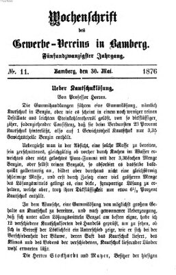 Wochenschrift des Gewerbe-Vereins Bamberg Dienstag 30. Mai 1876