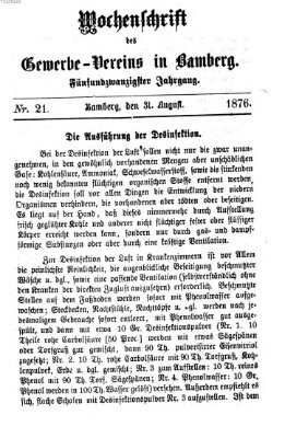 Wochenschrift des Gewerbe-Vereins Bamberg Donnerstag 31. August 1876