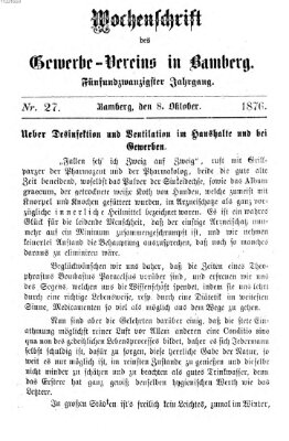 Wochenschrift des Gewerbe-Vereins Bamberg Sonntag 8. Oktober 1876