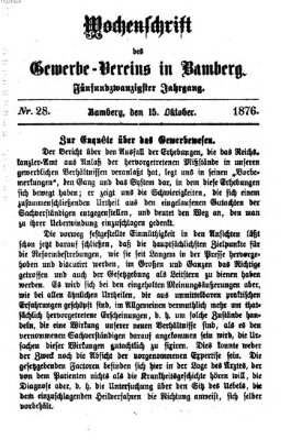 Wochenschrift des Gewerbe-Vereins Bamberg Sonntag 15. Oktober 1876