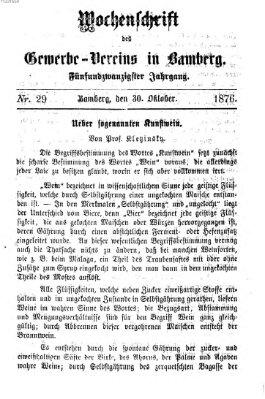 Wochenschrift des Gewerbe-Vereins Bamberg Montag 30. Oktober 1876