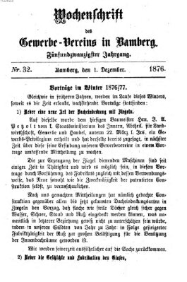 Wochenschrift des Gewerbe-Vereins Bamberg Freitag 1. Dezember 1876