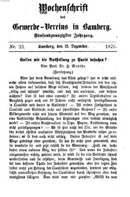 Wochenschrift des Gewerbe-Vereins Bamberg Dienstag 12. Dezember 1876