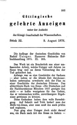 Göttingische gelehrte Anzeigen (Göttingische Zeitungen von gelehrten Sachen) Mittwoch 9. August 1876