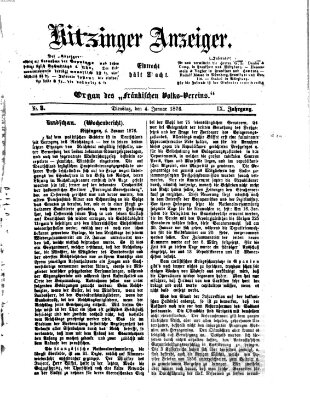 Kitzinger Anzeiger Dienstag 4. Januar 1876