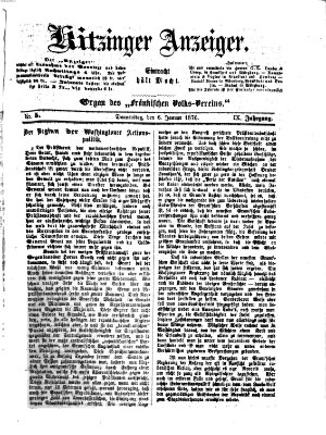 Kitzinger Anzeiger Donnerstag 6. Januar 1876