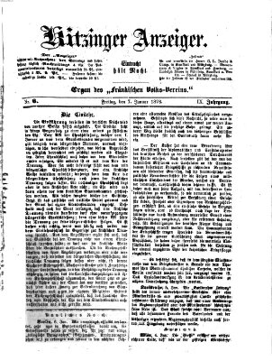 Kitzinger Anzeiger Freitag 7. Januar 1876