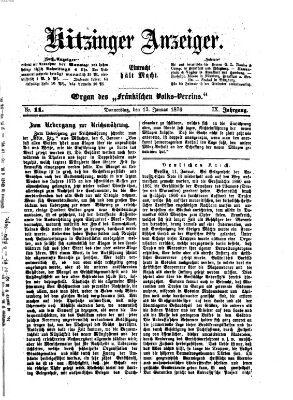 Kitzinger Anzeiger Donnerstag 13. Januar 1876