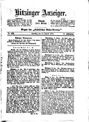 Kitzinger Anzeiger Samstag 15. Januar 1876