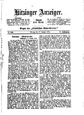 Kitzinger Anzeiger Montag 17. Januar 1876