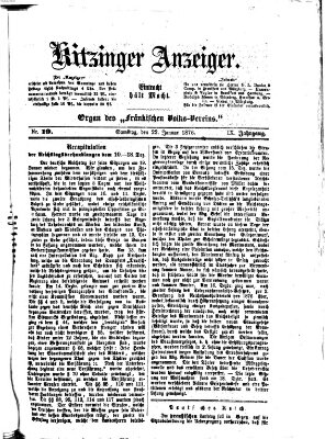 Kitzinger Anzeiger Samstag 22. Januar 1876