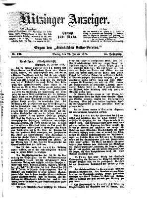 Kitzinger Anzeiger Montag 24. Januar 1876