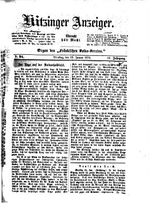 Kitzinger Anzeiger Dienstag 25. Januar 1876