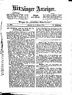 Kitzinger Anzeiger Mittwoch 9. Februar 1876