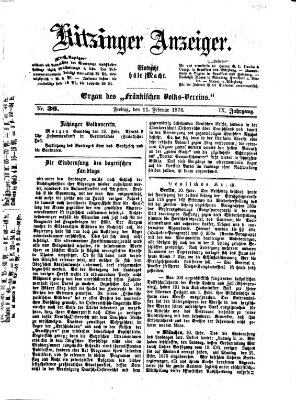 Kitzinger Anzeiger Freitag 11. Februar 1876