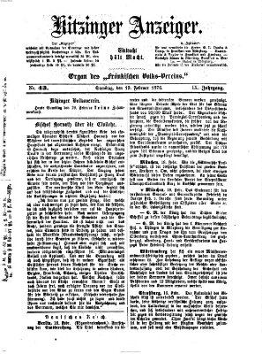 Kitzinger Anzeiger Samstag 19. Februar 1876