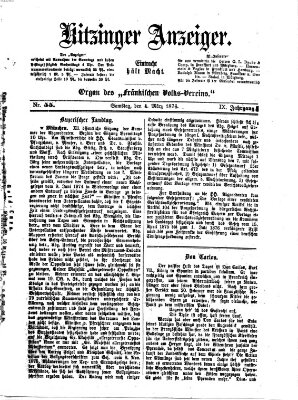 Kitzinger Anzeiger Samstag 4. März 1876