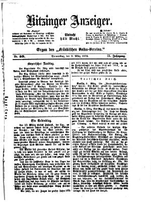 Kitzinger Anzeiger Donnerstag 9. März 1876