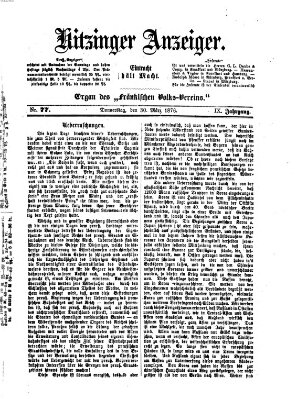 Kitzinger Anzeiger Donnerstag 30. März 1876