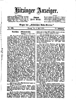 Kitzinger Anzeiger Montag 3. April 1876